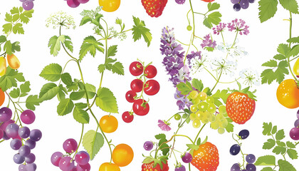 Vibrant Fruit and Flower Illustration