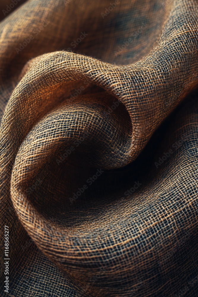 Poster textured fabric showcasing intricate weave patterns illuminated by soft natural light