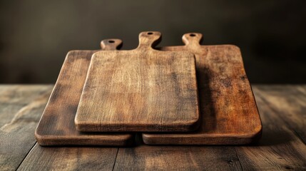 Fototapeta premium Rustic wooden cutting boards on table.