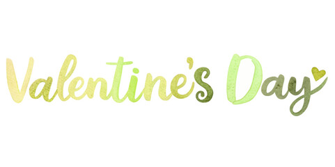 Fototapeta premium Valentine's Day greeting, watercolor style, soft green hues, romantic design, festive celebration, love theme.