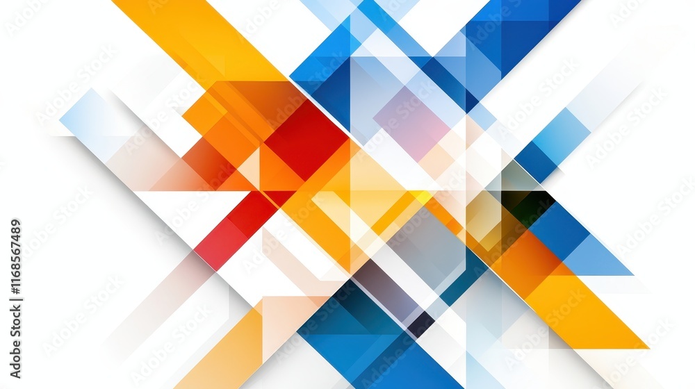 Poster colorful abstract geometric shapes with bright tones and overlaying elements for modern design proje