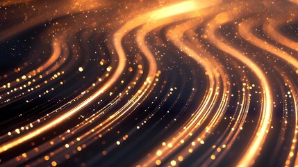 Obraz premium Golden Light Trails Swirling In Dark Space
