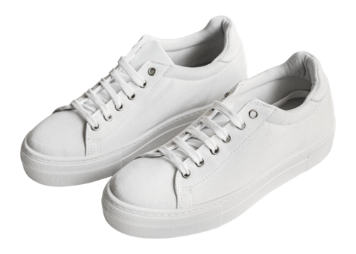 White canvas sneaker mockup png woman's shoes