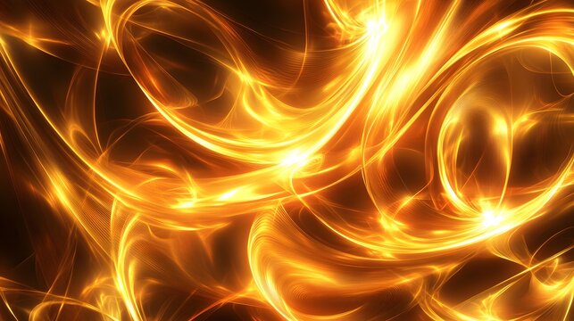 Abstract Golden Light Swirls and Waves Background