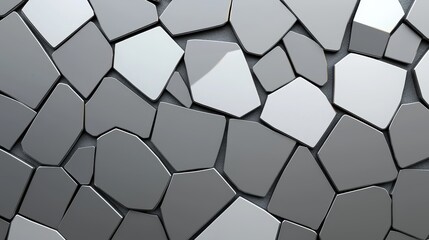 Naklejka premium Abstract Geometric Pattern of Irregular Gray and Silver Shapes on a Smooth Surface