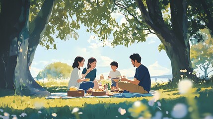 A family enjoying a picnic in a park, symbolizing the goal of building meaningful connections and cherishing moments with loved ones 
