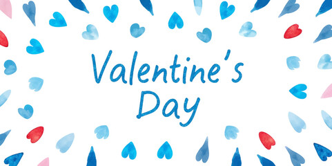 Valentine's Day theme, watercolor hearts, festive design, romantic decoration, colorful background, celebration graphics.