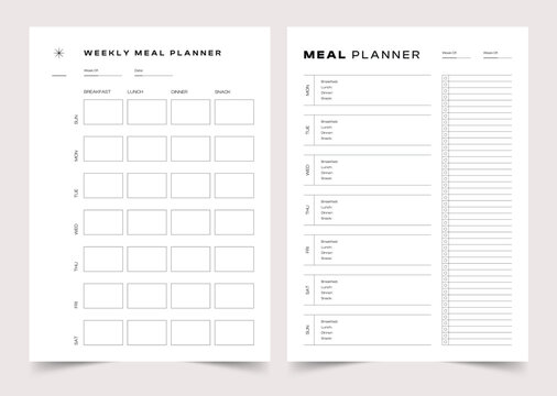 Meal Planners Template, Modern Planner Template Set