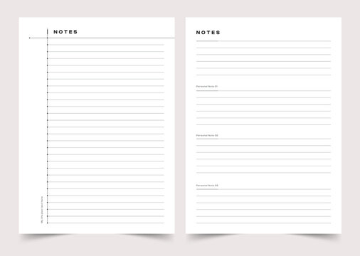 Daily Notes Design, Personal Planner Layout