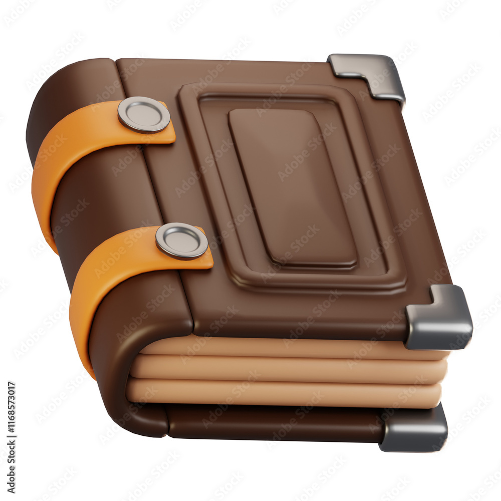 Poster 3d rendering adventure game icon concept. 3d render book icon