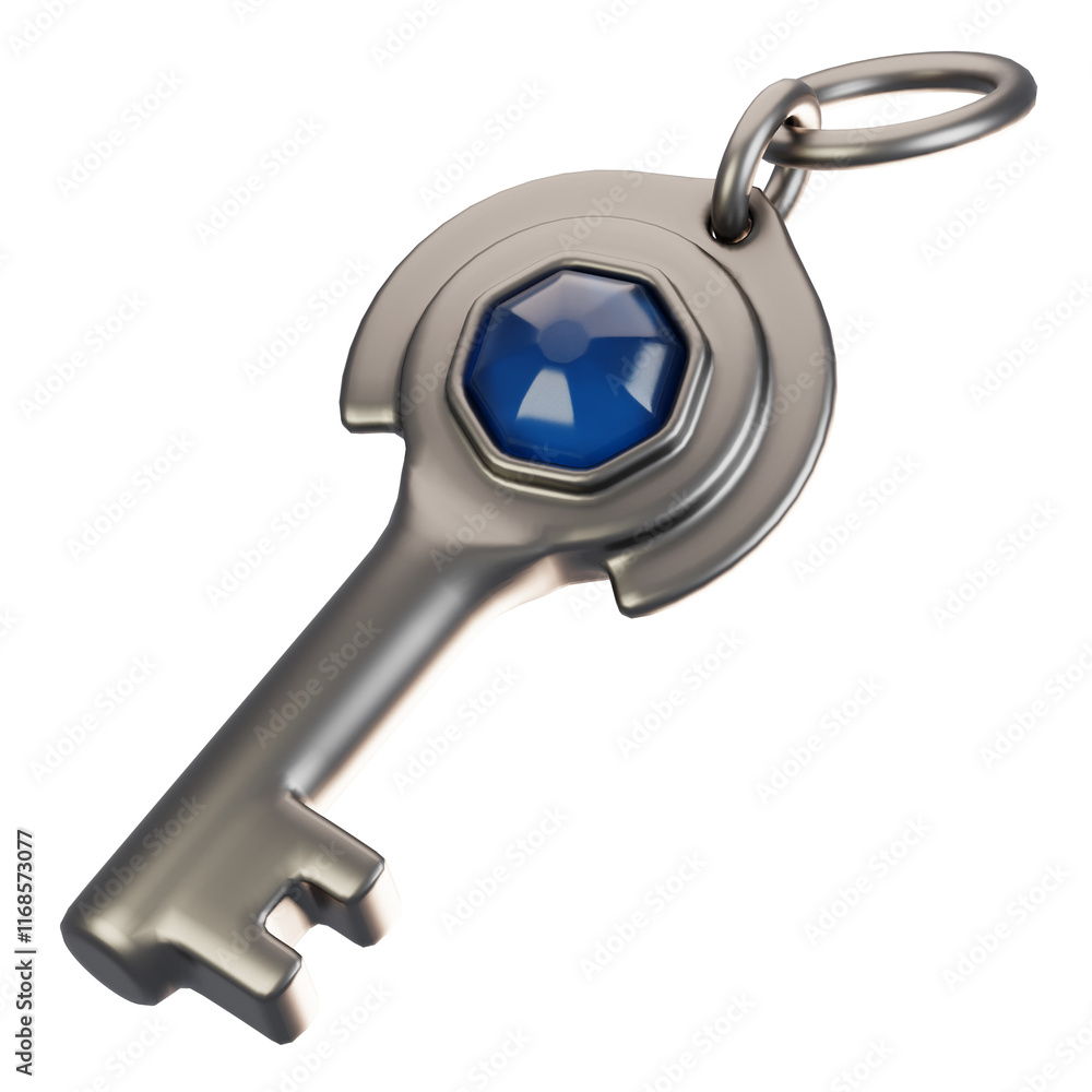 Poster 3d rendering adventure game icon concept. 3d render key icon