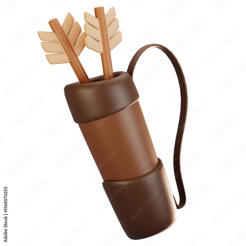 Aufkleber 3d rendering adventure game icon concept. 3d render quiver icon