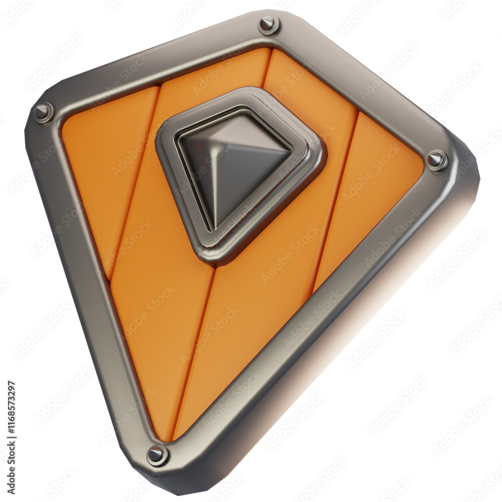 Poster 3d rendering adventure game icon concept. 3d render shield icon