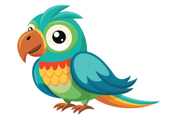 cute parrot  against clean silhouette color illustration wihte background E.eps