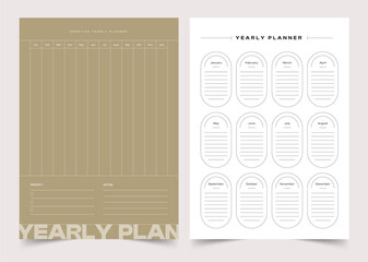 Yearly Planner Template, Modern Planner Template