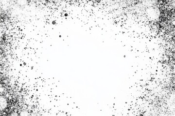 Obraz premium White background with scattered black dust and particles forming a frame.