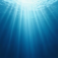 Obraz premium the sun's rays shine into the depths of the ocean, sunlight underwater, impressive seascape, beautiful and calm blue water surface, beautiful nature as a background