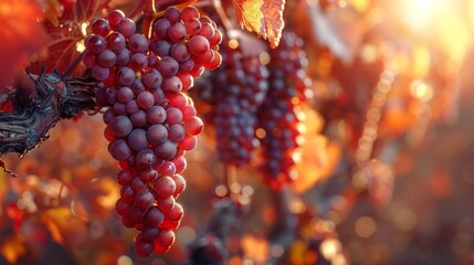 Autumn-colored leaves, enhancing the peaceful and abundant atmosphere typical of a vineyard during the harvest season