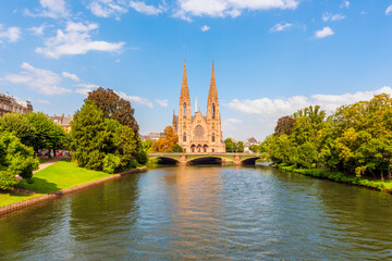 St. Paul's Church in Strasbourg, Alsace, Eastern France. It is a major Gothic Revival architecture...