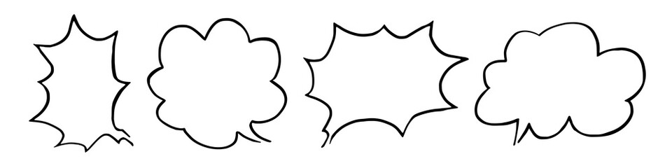 PNG Doodle speech bubble, element set on transparent background