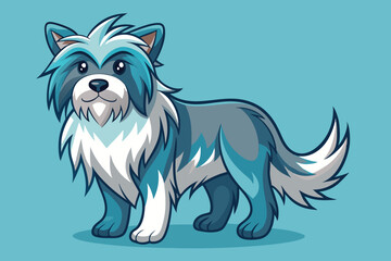 Estrela Mountain Dog flies kawaii bold lines clean shape white background F.eps