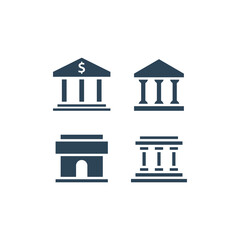 Bank vector icons set sign symbol.