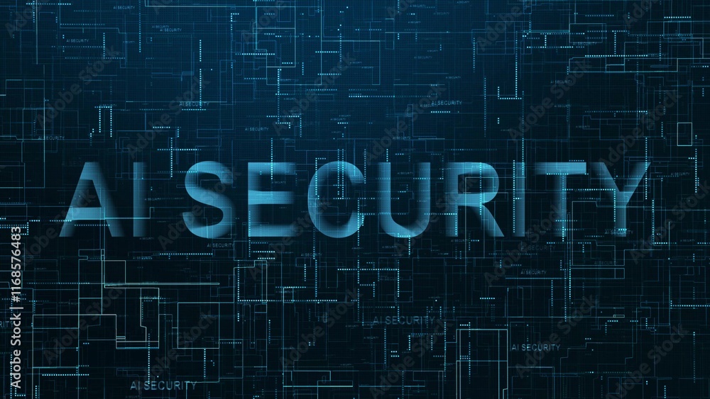 Poster ai security text technology data line blue color