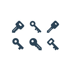 Door key vector icons set, flat sign for web design. Symbol, logo illustration. Vector graphics.