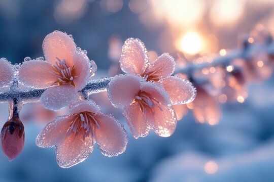 Vereiste Fr&uuml;hlingsbl&uuml;ten - Zauber des Winters