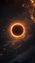Obraz premium The captivating brilliance of a total solar eclipse framed against a black HDR background. Clean and simple, with room for text.
