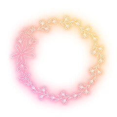 Png floral frame neon gradient clipart