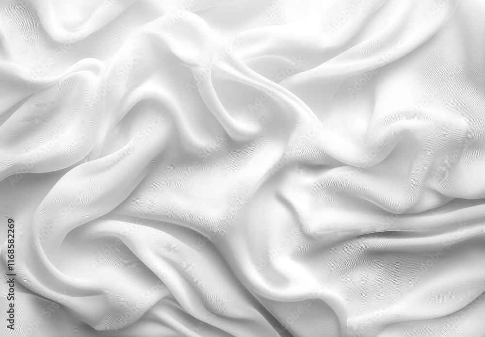 Poster abstract white fabric texture with soft folds and waves.