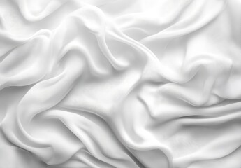Abstract white fabric texture with soft folds and waves.