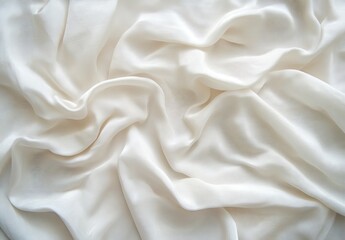 Draped creamy white fabric texture background.