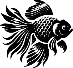 Goldfish vector black silhouette cricut design for T-shirt