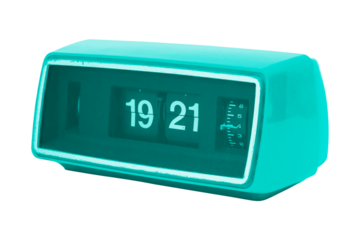 Retro turquoise flip clock sticker design element