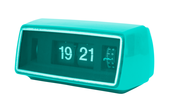 Retro turquoise flip clock sticker design element