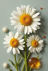 Fototapeta premium Bright daisies with white petals and vibrant orange centers arranged elegantly on a soft background