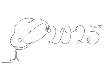 Year of snake concept one-line drawing