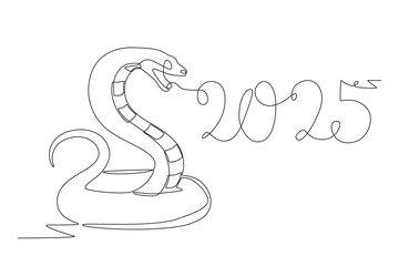 Year of snake concept one-line drawing