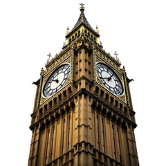 Big Ben clock tower in London, England. Isolated on transparent background. Cut out or PNG