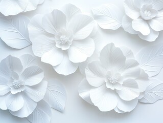 Obraz premium Elegant White Paper Flowers Floral Background Craftsmanship Wedding Decoration