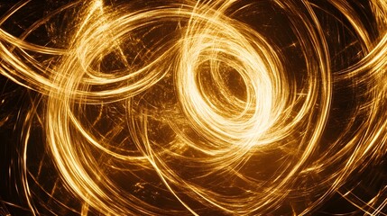 Naklejka premium Abstract Golden Light Swirls And Energetic Curves