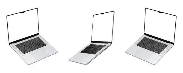 Laptop Mockup Template in Silver | Isolated Device | Highly Detailed | Ideal for Web Design Presentations and E-commerce Product Marketing