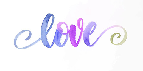 Fototapeta premium Watercolor love illustration, vibrant colors, artistic design, romantic theme, decorative wall art, heartfelt message.