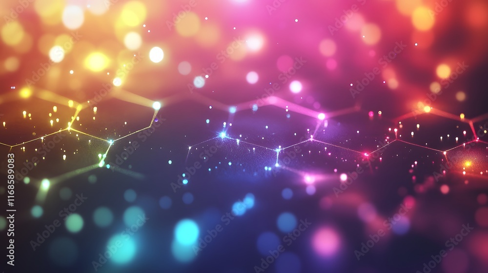 Poster abstract colorful network hexagon lights background