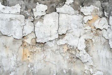 Obraz premium Weathered, cracked, and peeling white paint on a grunge wall texture.