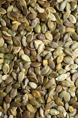 Healthy Raw Organic Pumpkin Pepita Seeds, top view.
