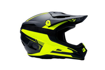 Isolated Black and Yellow Motocross Helmet with Strap