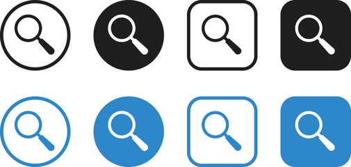 A set of button icons for search, magnification, enlargement and browsing for applications. Vector illustration